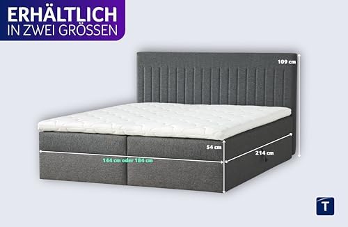 Traumnacht Boxbett Nizza 140x200 cm - Stauraum, 7-Zonen Matratze & Komfortschaumtopper in Grau