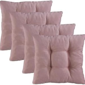 Traumnacht Stuhlkissen Set 4er, Bequeme Kissen für Garten und Küche, 38x38cm, altrosa