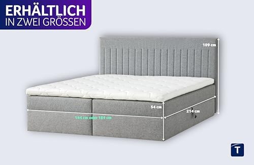 Traumnacht Boxbett Nizza 140x200 cm - Stauraum, 7-Zonen Matratze & Komfortschaumtopper in Grau
