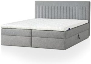 Traumnacht Boxbett Nizza 140x200 cm - Stauraum, 7-Zonen Matratze & Komfortschaumtopper in Grau