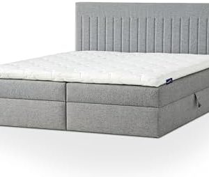 Traumnacht Boxbett Nizza 140x200 cm - Stauraum, 7-Zonen Matratze & Komfortschaumtopper in Grau