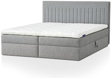 Traumnacht Boxbett Nizza 140x200 cm - Stauraum, 7-Zonen Matratze & Komfortschaumtopper in Grau