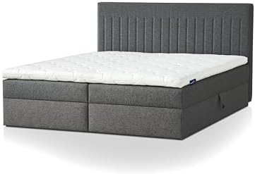 Traumnacht Boxbett Nizza 140x200 cm - Stauraum, 7-Zonen Matratze & Komfortschaumtopper in Grau