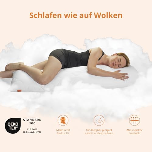 Sleepling Seitenschläferkissen 40x200 cm – Ergonomisches Body Pillow aus 100% Mikrofaser für erholsamen Schlaf, waschbar