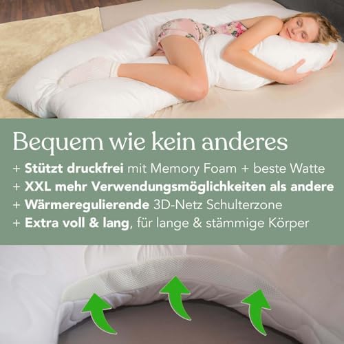 Traumreiter Schwangerschaftskissen XXL – Ergonomisches Wendekissen mit Memory Foam für schwangere Mütter, ideal zum Schl