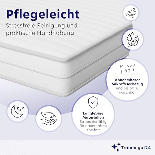 Träumegut24 AquaFlex 7-Zonen Matratze 90x200 cm | Ergonomisch & hypoallergen | Waschbarer Bezug für optimalen Schlafkomf