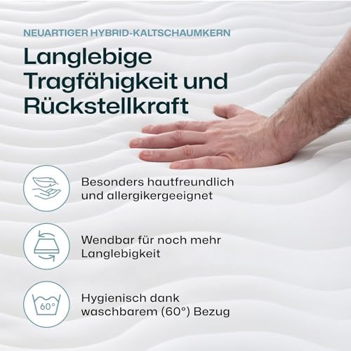 RAVENSBERGER Kinder- und Jugendmatratze Softwelle - Weiche 7-Zonen Kaltschaummatratze, 90 x 200 cm, ideal für Allergiker