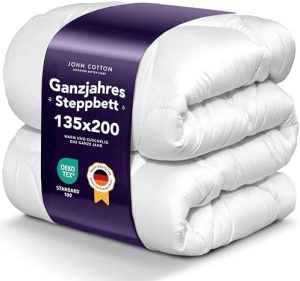 John Cotton Bettdecke 135x200 - Allergikerfreundliche, atmungsaktive Steppdecke für optimalen Schlaf im Frühling & Herbs