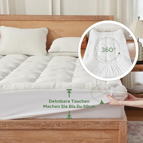 BEDLORE Matratzentopper 140x200cm – Weiche Viskoseauflage aus Bambusfaser für besseren Schlaf, ideal bei Rückenschmerzen