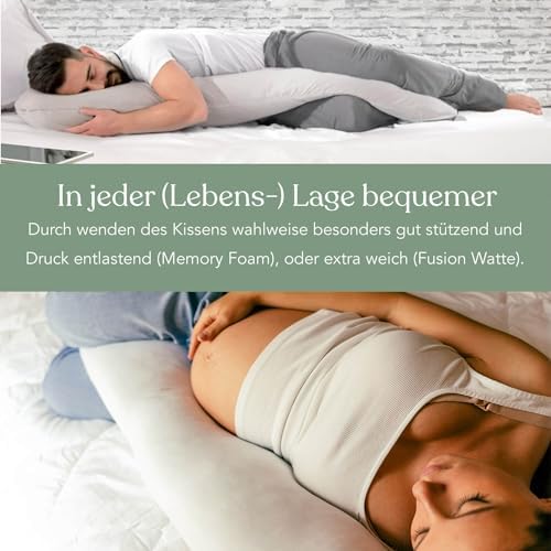 Traumreiter Schwangerschaftskissen XXL – Ergonomisches Wendekissen mit Memory Foam für schwangere Mütter, ideal zum Schl