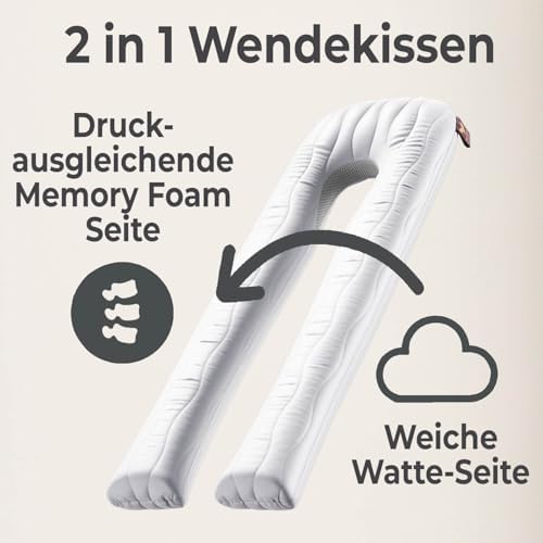 Traumreiter Schwangerschaftskissen XXL – Ergonomisches Wendekissen mit Memory Foam für schwangere Mütter, ideal zum Schl