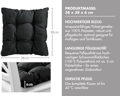 Traumnacht Stuhlkissen Set 4er, Bequeme Kissen für Garten und Küche, 38x38cm, altrosa