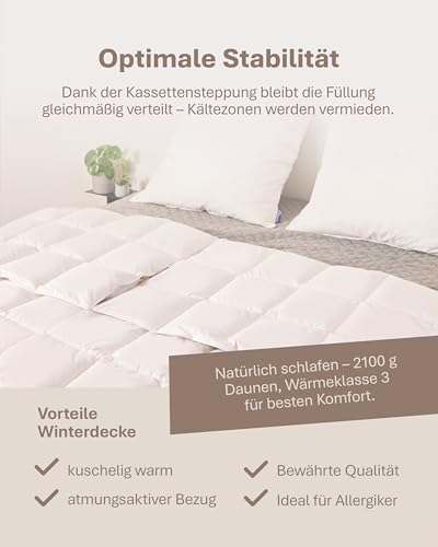 Luxuriöse Winter Bettdecke 135x200 cm - 100% weiche Daunenfüllung, atmungsaktiv & waschbar, perfekt für kalte Nächte!