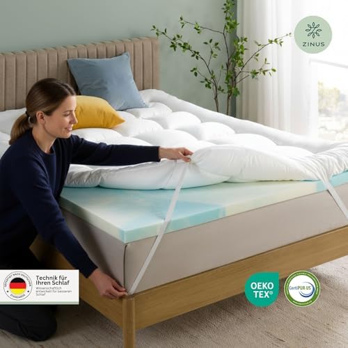 Zinus Matratzen Topper 140x200 cm - 10 cm Memory-Schaum, atmungsaktiver Bezug für optimalen Schlafkomfort