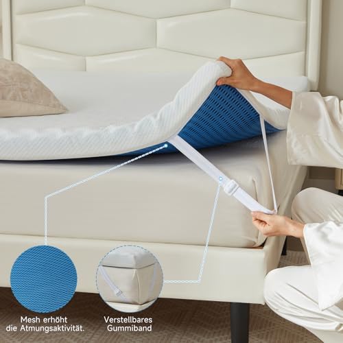 Öko-TEX® Zertifizierter Gelschaum Matratzen Topper 140x200cm – 10cm Höhe für Boxspringbetten mit kühlender Funktion, was