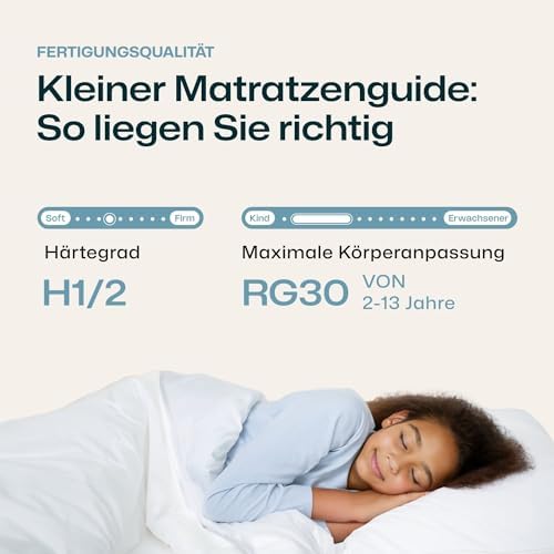RAVENSBERGER Kinder- und Jugendmatratze Softwelle - Weiche 7-Zonen Kaltschaummatratze, 90 x 200 cm, ideal für Allergiker