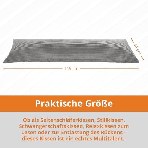 Sleepling Seitenschläferkissen 40x200 cm – Ergonomisches Body Pillow aus 100% Mikrofaser für erholsamen Schlaf, waschbar