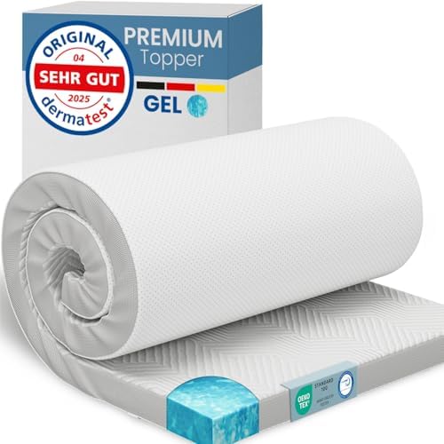 ELONEO Gel Topper 180x200cm - Bequeme 5 cm Gel-Memory-Schaum Matratzenauflage für Bett und Boxspringbett mit atmungsakti