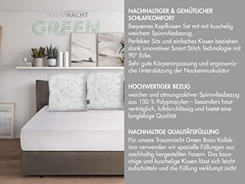 Traumnacht Kopfkissen-Set 2er für perfekten Schlaf, 40 x 80 cm, Öko-Tex geprüft, deutsche Qualität