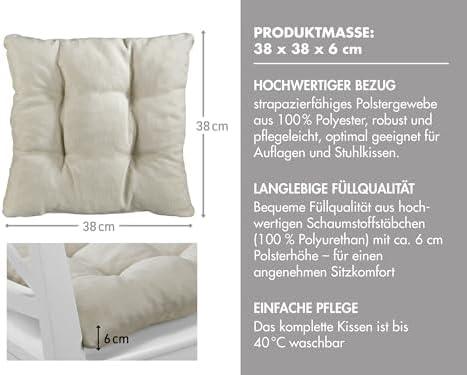 Traumnacht Stuhlkissen Set 4er, Bequeme Kissen für Garten und Küche, 38x38cm, altrosa