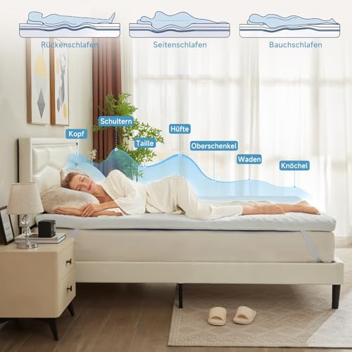 Öko-TEX® Zertifizierter Gelschaum Matratzen Topper 140x200cm – 10cm Höhe für Boxspringbetten mit kühlender Funktion, was