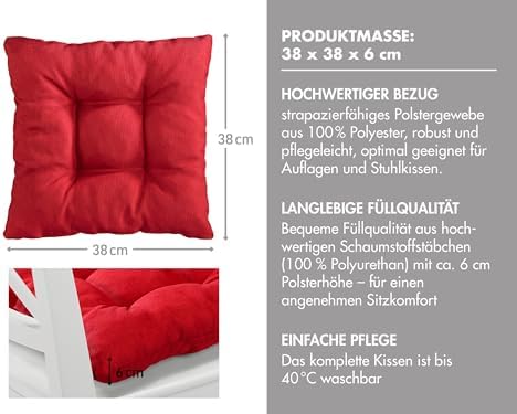 Traumnacht Stuhlkissen Set 4er, Bequeme Kissen für Garten und Küche, 38x38cm, altrosa