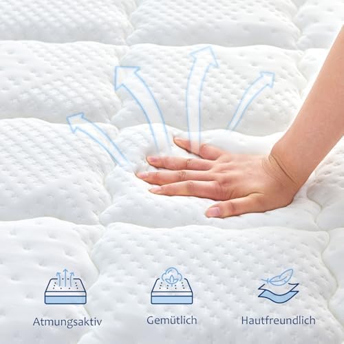 Highline Matratze 140x200cm H3 – 25cm hoch, ökologisch zertifizierte 7-Zonen Taschenfederkern für optimalen Schlafkomfor