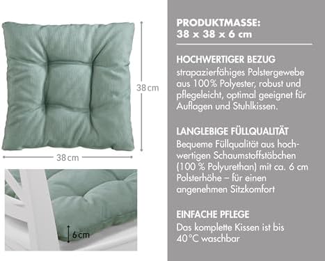 Traumnacht Stuhlkissen Set 4er, Bequeme Kissen für Garten und Küche, 38x38cm, altrosa