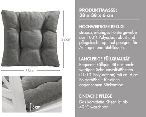 Traumnacht Stuhlkissen Set 4er, Bequeme Kissen für Garten und Küche, 38x38cm, altrosa