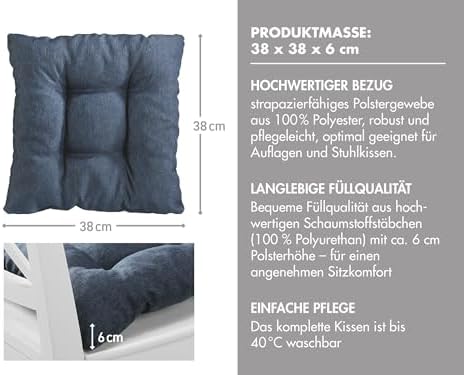 Traumnacht Stuhlkissen Set 4er, Bequeme Kissen für Garten und Küche, 38x38cm, altrosa