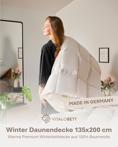 Luxuriöse Winter Bettdecke 135x200 cm - 100% weiche Daunenfüllung, atmungsaktiv & waschbar, perfekt für kalte Nächte!