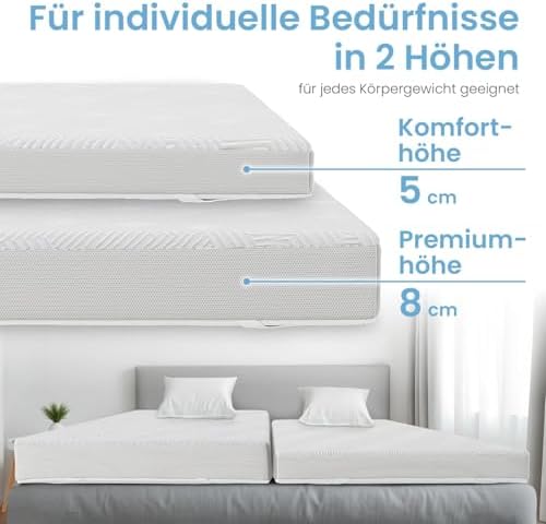 ELONEO Gel Topper 180x200cm - Bequeme 5 cm Gel-Memory-Schaum Matratzenauflage für Bett und Boxspringbett mit atmungsakti