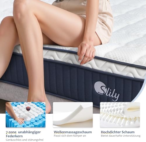 Highline Matratze 140x200cm H3 – 25cm hoch, ökologisch zertifizierte 7-Zonen Taschenfederkern für optimalen Schlafkomfor