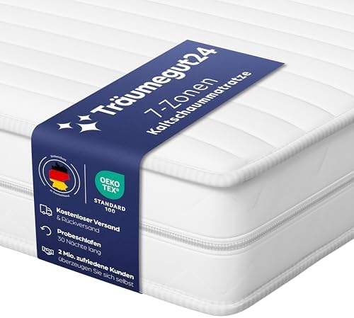 Träumegut24 AquaFlex 7-Zonen Matratze 90x200 cm | Ergonomisch & hypoallergen | Waschbarer Bezug für optimalen Schlafkomf