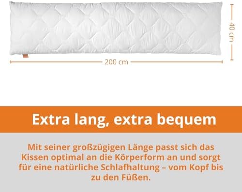 Sleepling Seitenschläferkissen 40x200 cm – Ergonomisches Body Pillow aus 100% Mikrofaser für erholsamen Schlaf, waschbar