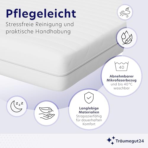 Träumegut24 AquaFlex 7-Zonen Matratze 90x200 cm | Ergonomisch & hypoallergen | Waschbarer Bezug für optimalen Schlafkomf