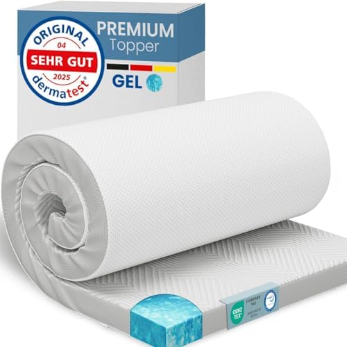 ELONEO Gel Topper 180x200cm - Bequeme 5 cm Gel-Memory-Schaum Matratzenauflage für Bett und Boxspringbett mit atmungsakti
