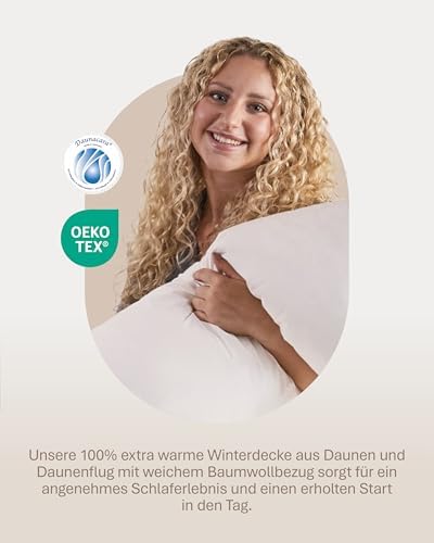 Luxuriöse Winter Bettdecke 135x200 cm - 100% weiche Daunenfüllung, atmungsaktiv & waschbar, perfekt für kalte Nächte!