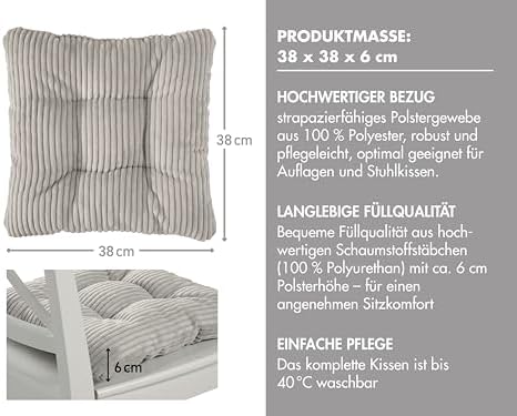 Traumnacht Stuhlkissen Set 4er, Bequeme Kissen für Garten und Küche, 38x38cm, altrosa