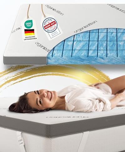 Premium Gel Matratzen Topper 140x200cm | Wolkenweich für besten Schlafkomfort | 100% Bio-Baumwolle