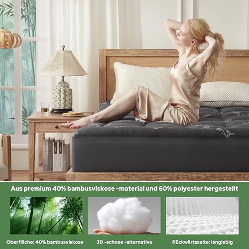 BEDLORE Matratzentopper 140x200cm – Weiche Viskoseauflage aus Bambusfaser für besseren Schlaf, ideal bei Rückenschmerzen