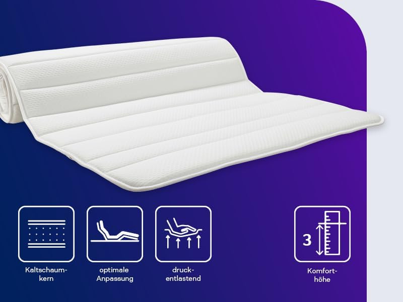 Traumnacht Kaltschaum-Topper 180x200 cm - Allergikerfreundlich & Öko-Tex Zertifiziert für besten Schlafkomfort