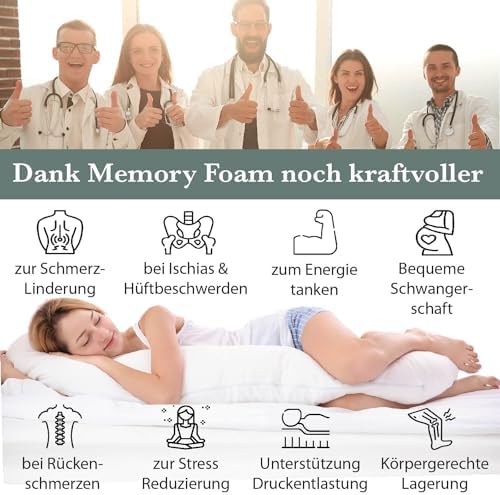 Traumreiter Schwangerschaftskissen XXL – Ergonomisches Wendekissen mit Memory Foam für schwangere Mütter, ideal zum Schl