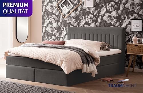 Traumnacht Boxbett Nizza 140x200 cm - Stauraum, 7-Zonen Matratze & Komfortschaumtopper in Grau