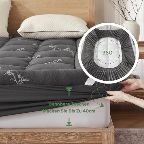 BEDLORE Matratzentopper 140x200cm – Weiche Viskoseauflage aus Bambusfaser für besseren Schlaf, ideal bei Rückenschmerzen