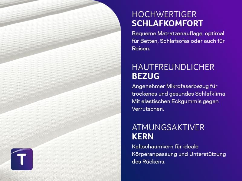 Traumnacht Kaltschaum-Topper 180x200 cm - Allergikerfreundlich & Öko-Tex Zertifiziert für besten Schlafkomfort