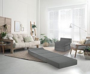 Traumnacht Komfort Gästematratze 200x70 cm mit Kopfteil, Öko-Tex zertifiziert, Hellgrau für hohen Schlafkomfort