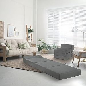 Traumnacht Komfort Gästematratze 200x70 cm mit Kopfteil, Öko-Tex zertifiziert, Hellgrau für hohen Schlafkomfort