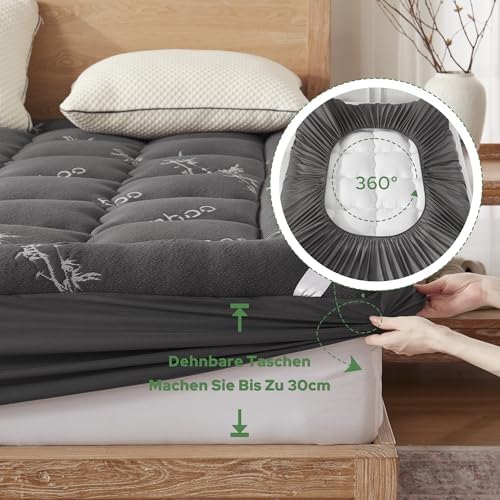BEDLORE Matratzentopper 140x200cm – Weiche Viskoseauflage aus Bambusfaser für besseren Schlaf, ideal bei Rückenschmerzen