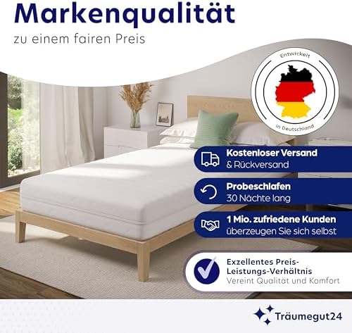 Träumegut24 AquaFlex 7-Zonen Matratze 90x200 cm | Ergonomisch & hypoallergen | Waschbarer Bezug für optimalen Schlafkomf